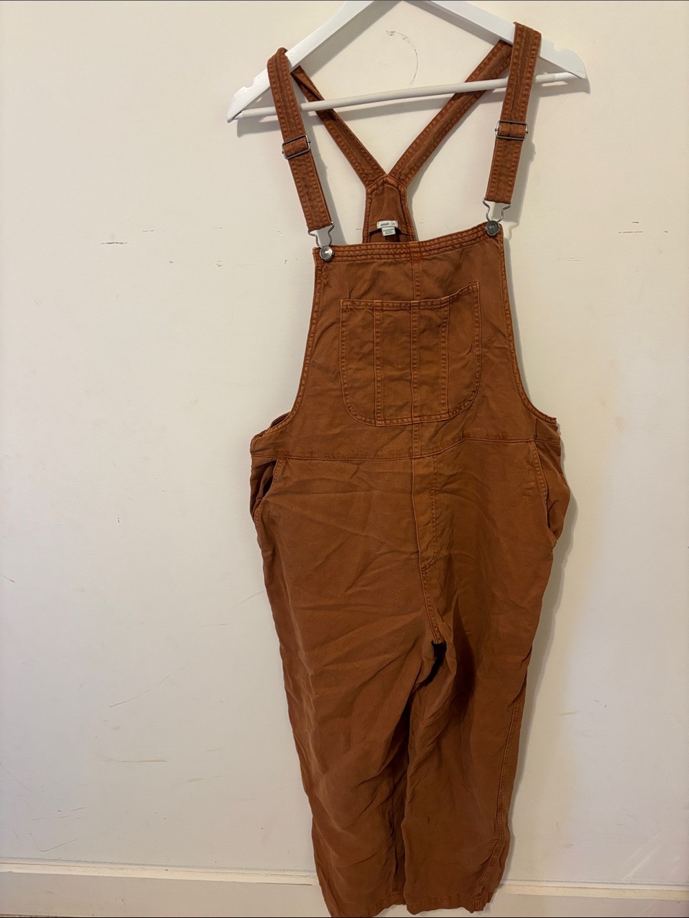 aerie Rust Brown Linen blend Overalls Jumpsuit
